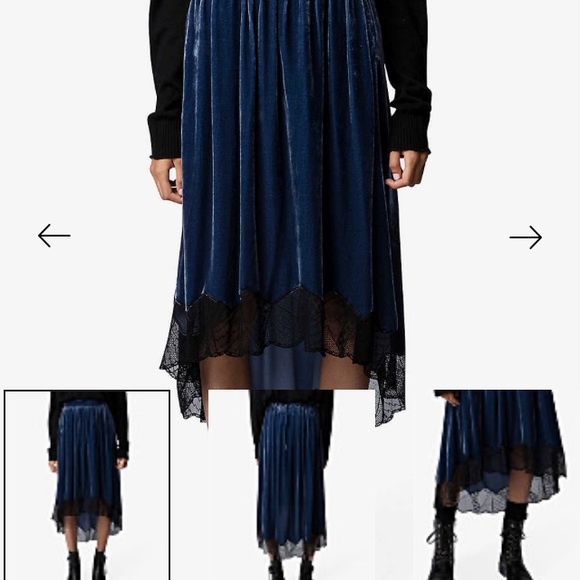 Zadig & Voltaire velvet midi Joslin lace hem skirt - Picture 7 of 7